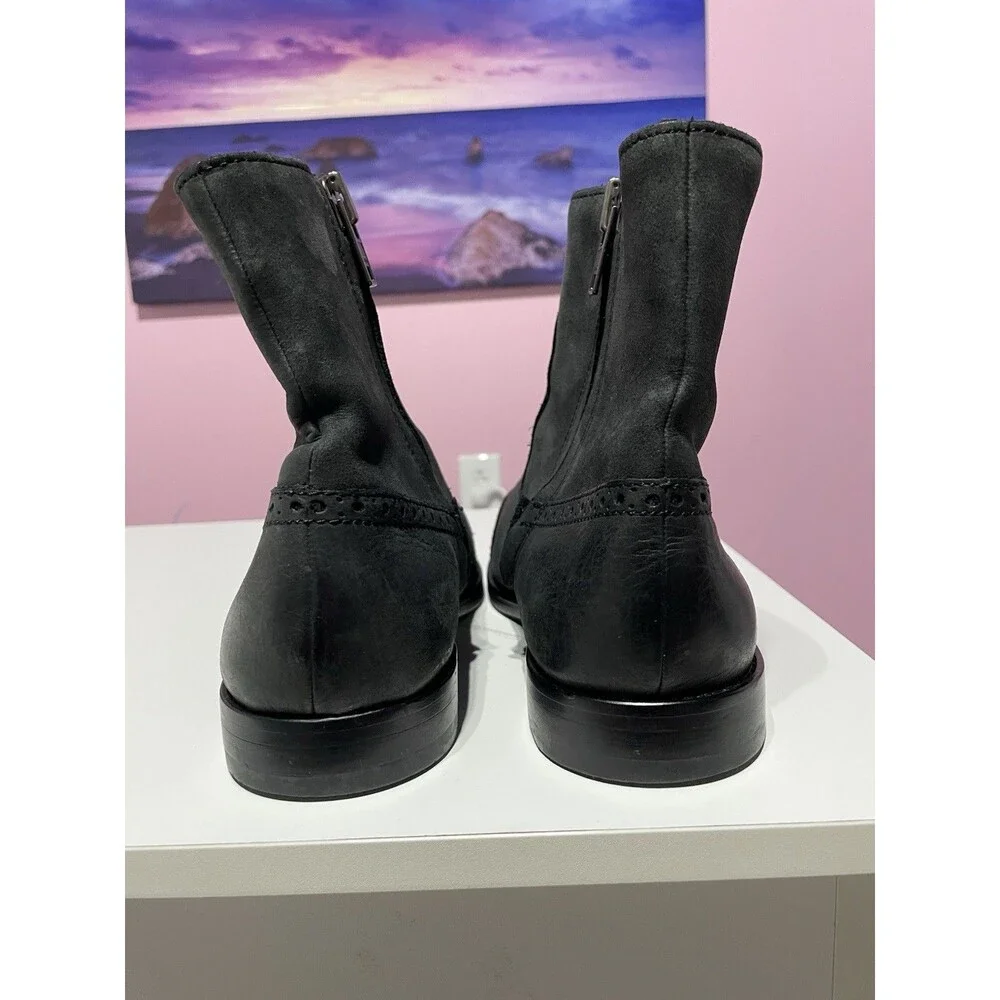 Polo Ralph‎ Lauren Ankle Boots Mens 8.5 D Black Leather Demonte Brogue Preppy